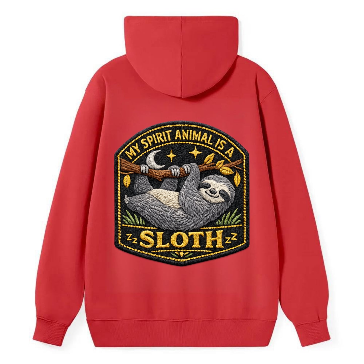 MY SPIRIT ANIMAL IS A SLOTH - lazy sloth in gray , slow life - Classic Pullover Hoodie - Red
