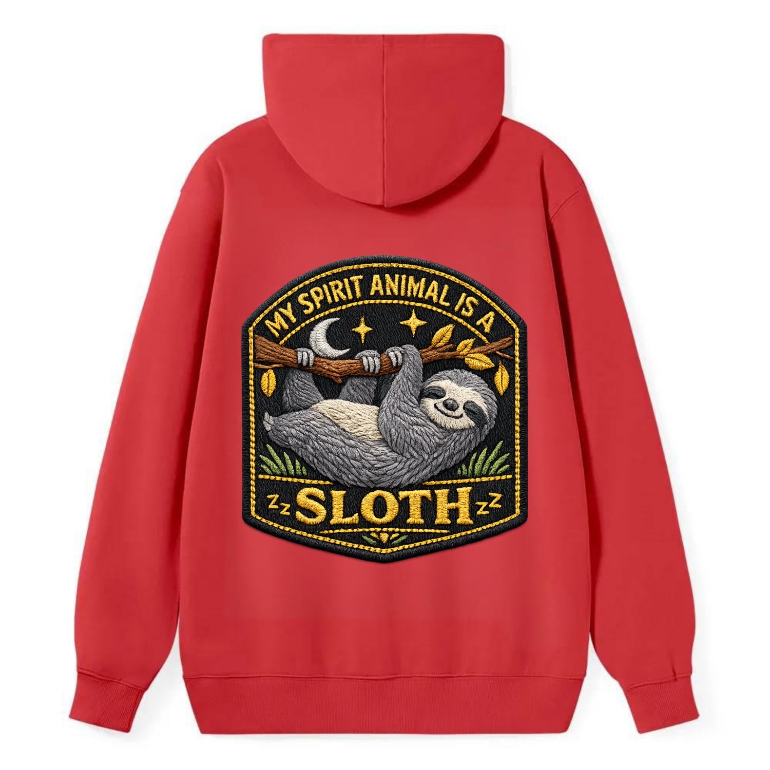 MY SPIRIT ANIMAL IS A SLOTH - lazy sloth in gray , slow life - Classic Pullover Hoodie - Red