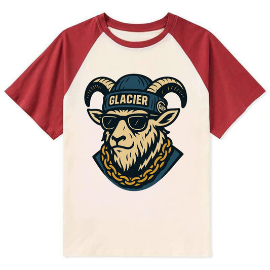 Glacier Mountain Goat - Contrast Raglan T-shirt - Red