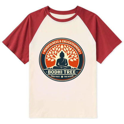 Zen Harmony Emblem - Contrast Raglan T-shirt - Red