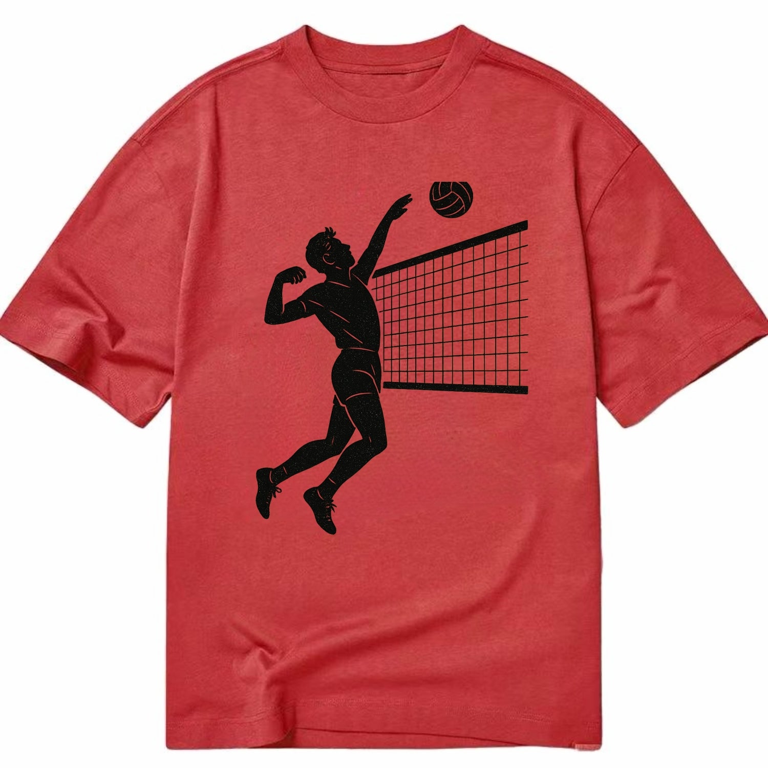 Volleyball player spiking at the net - Classic T-shirt - Red