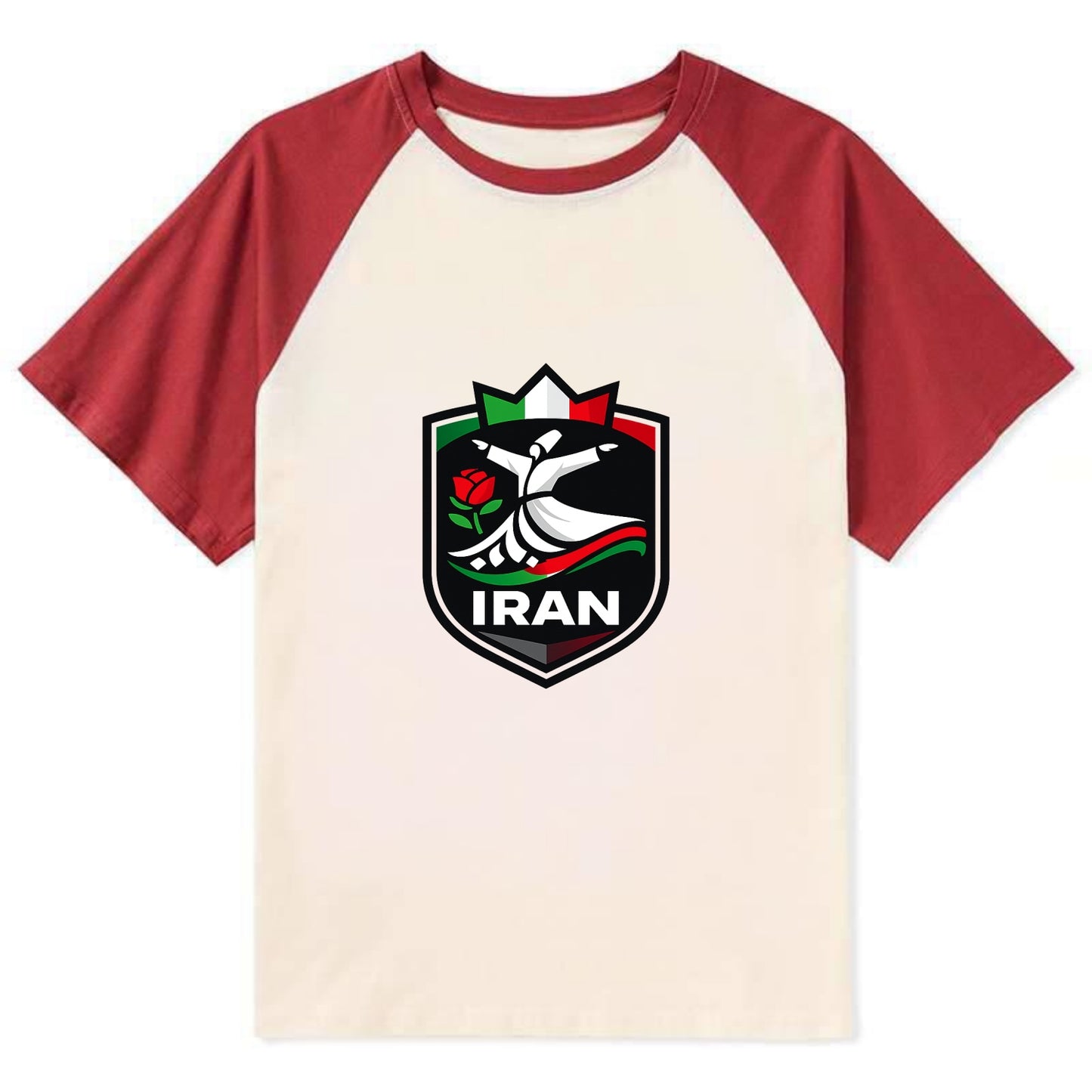 Iran Rumi Poetry Badge - Contrast Raglan T-shirt - Red