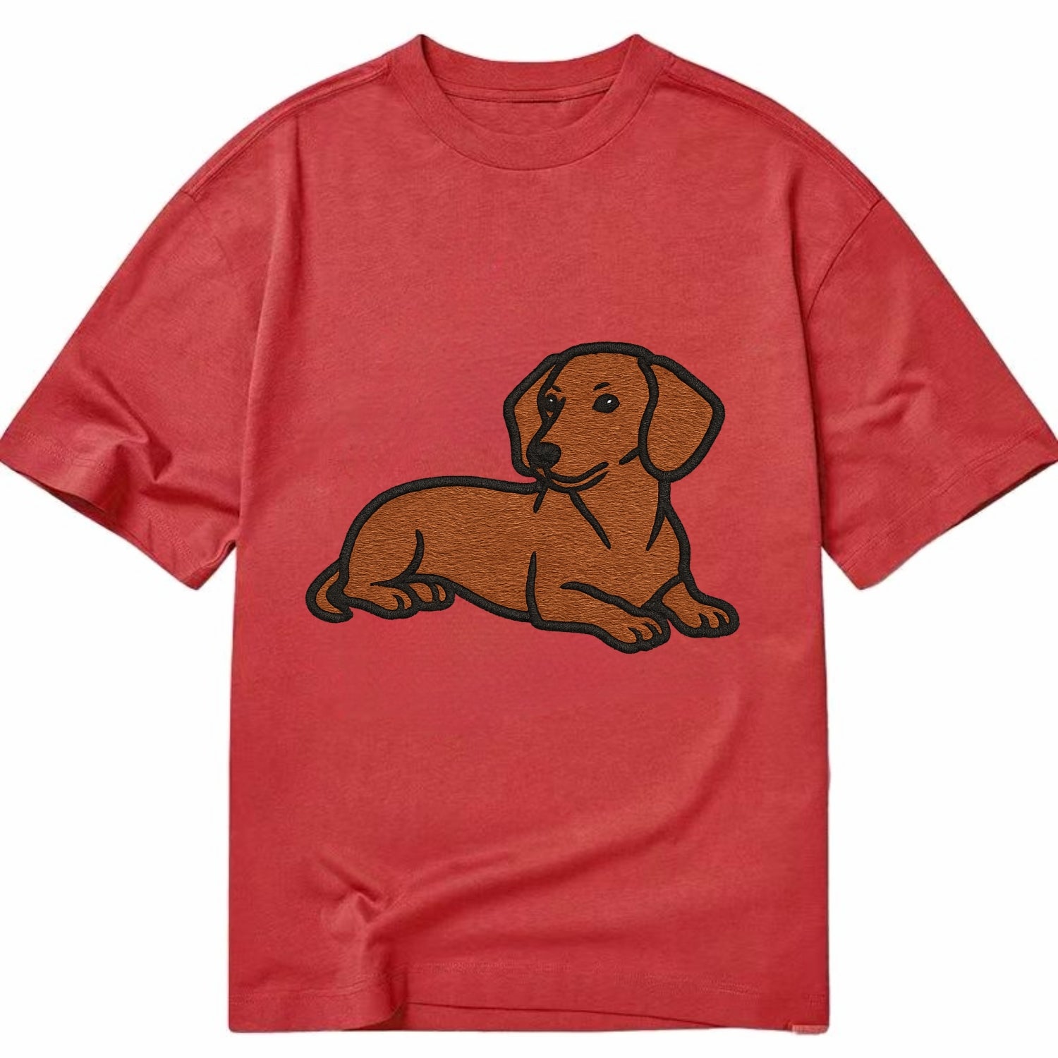 Dachshund - Red smooth relaxed lying dow Classic T-shirt - Red