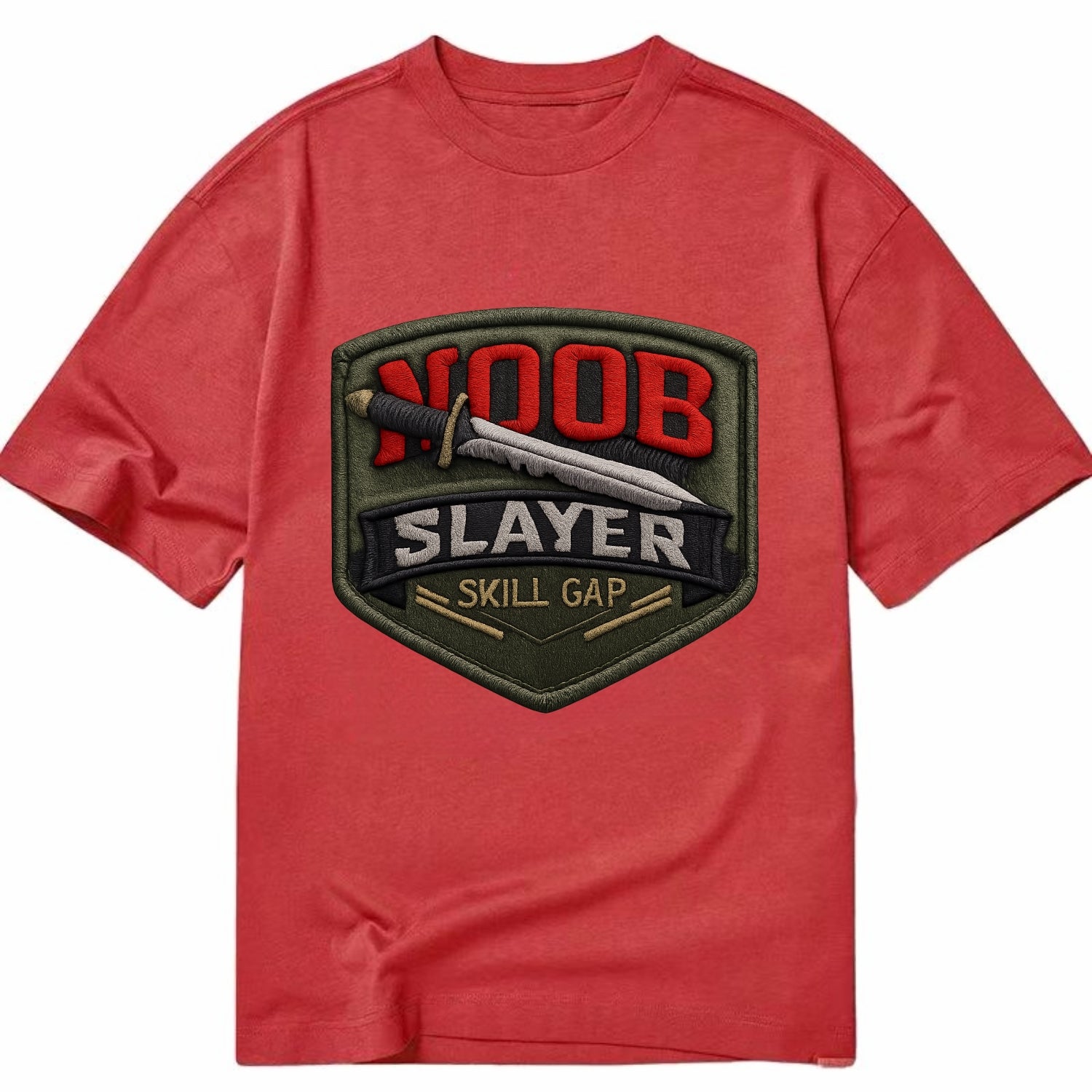 NOOB SLAYER - sword through noob text in red and silver , skill gap - Classic T-shirt - Red