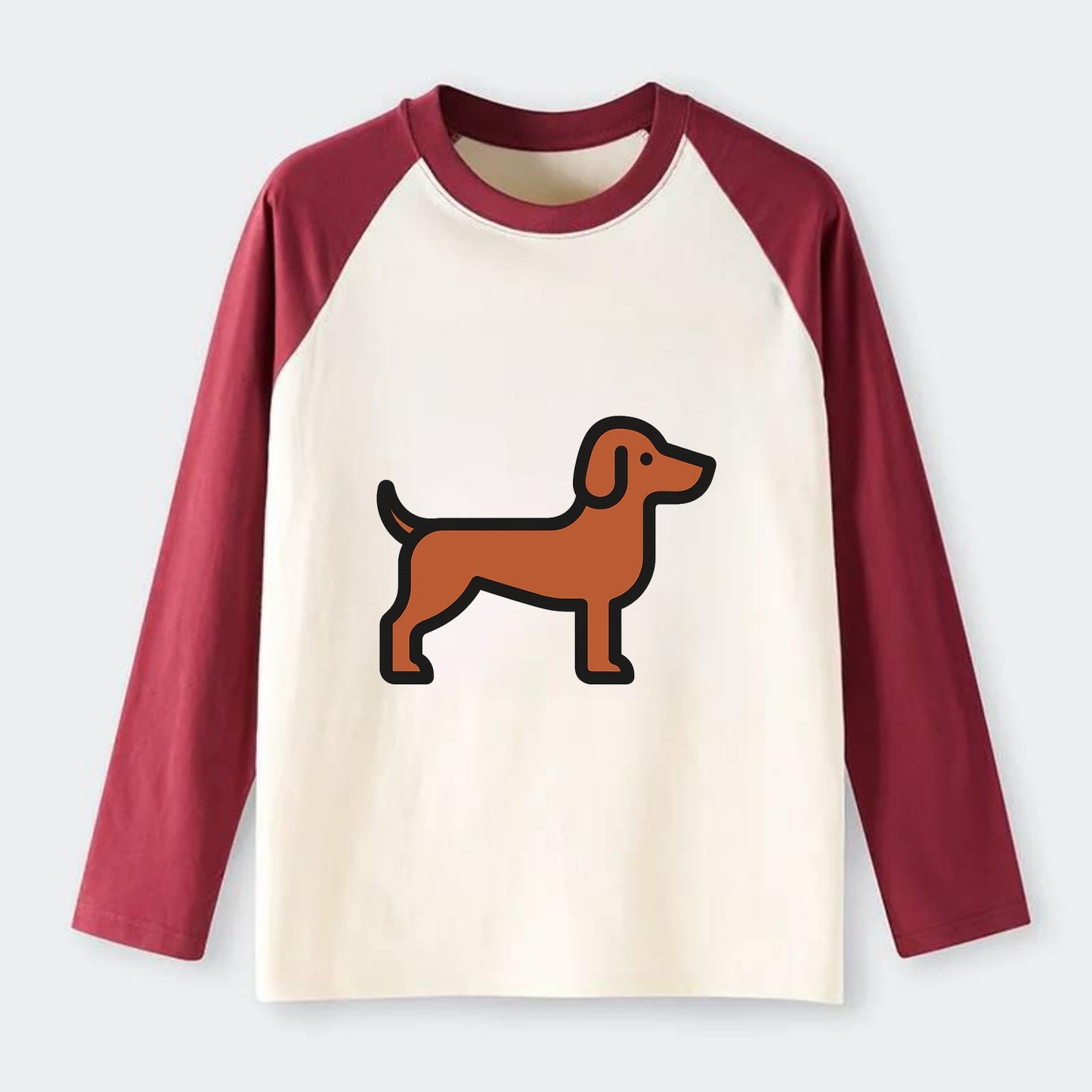 Vizsla - Rust colored flat side profile - Raglan Long Sleeve T-Shirt - Red