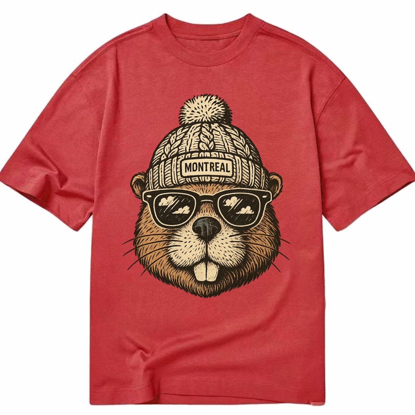 Montreal Beaver wearing Montreal beanie - Classic T-shirt - Red