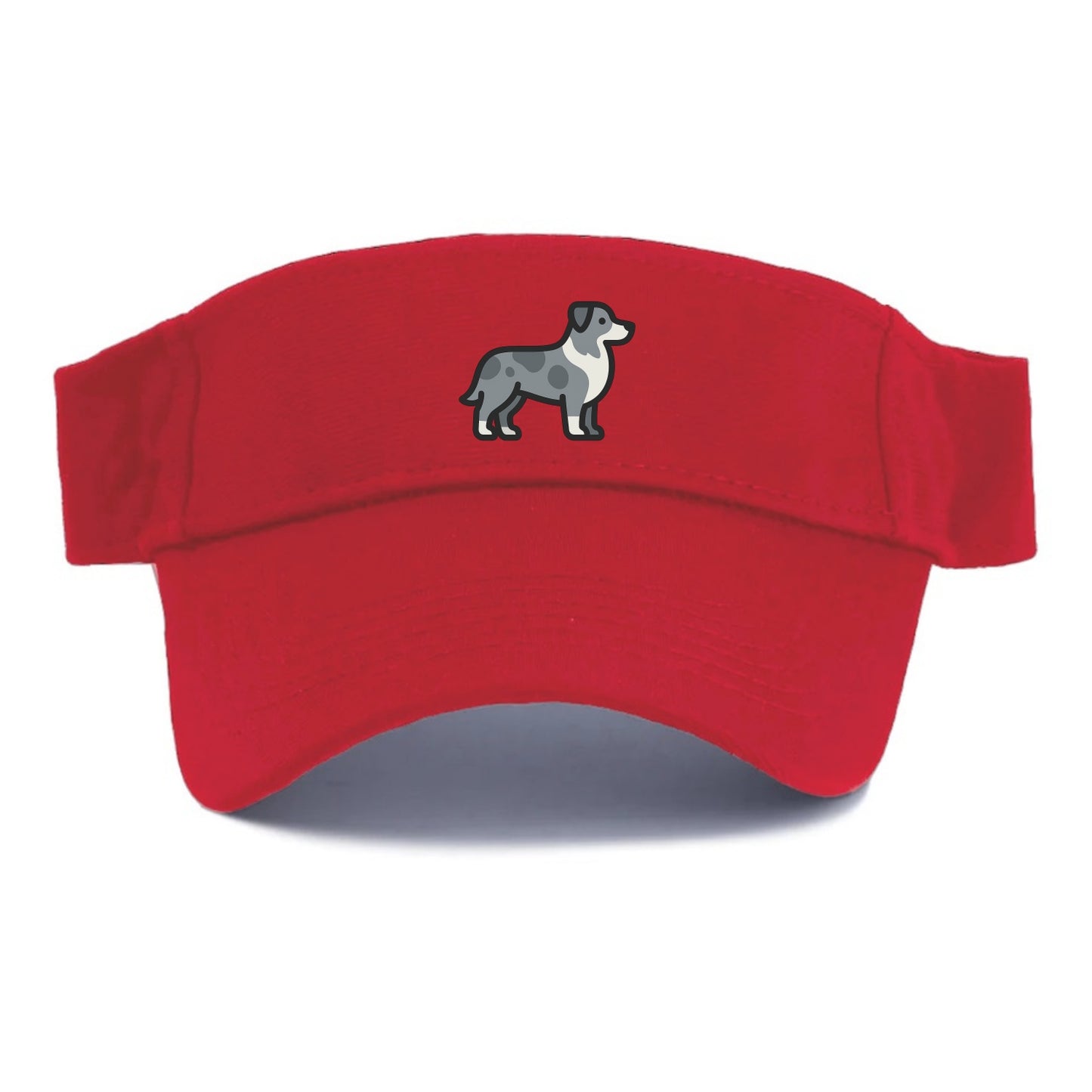 Australian Shepherd - Blue merle flat side profile - Visor - Red