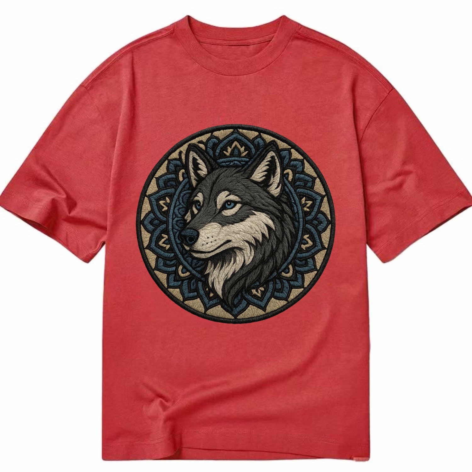 Mandala Wolf Pattern  - Classic T-shirt - Red