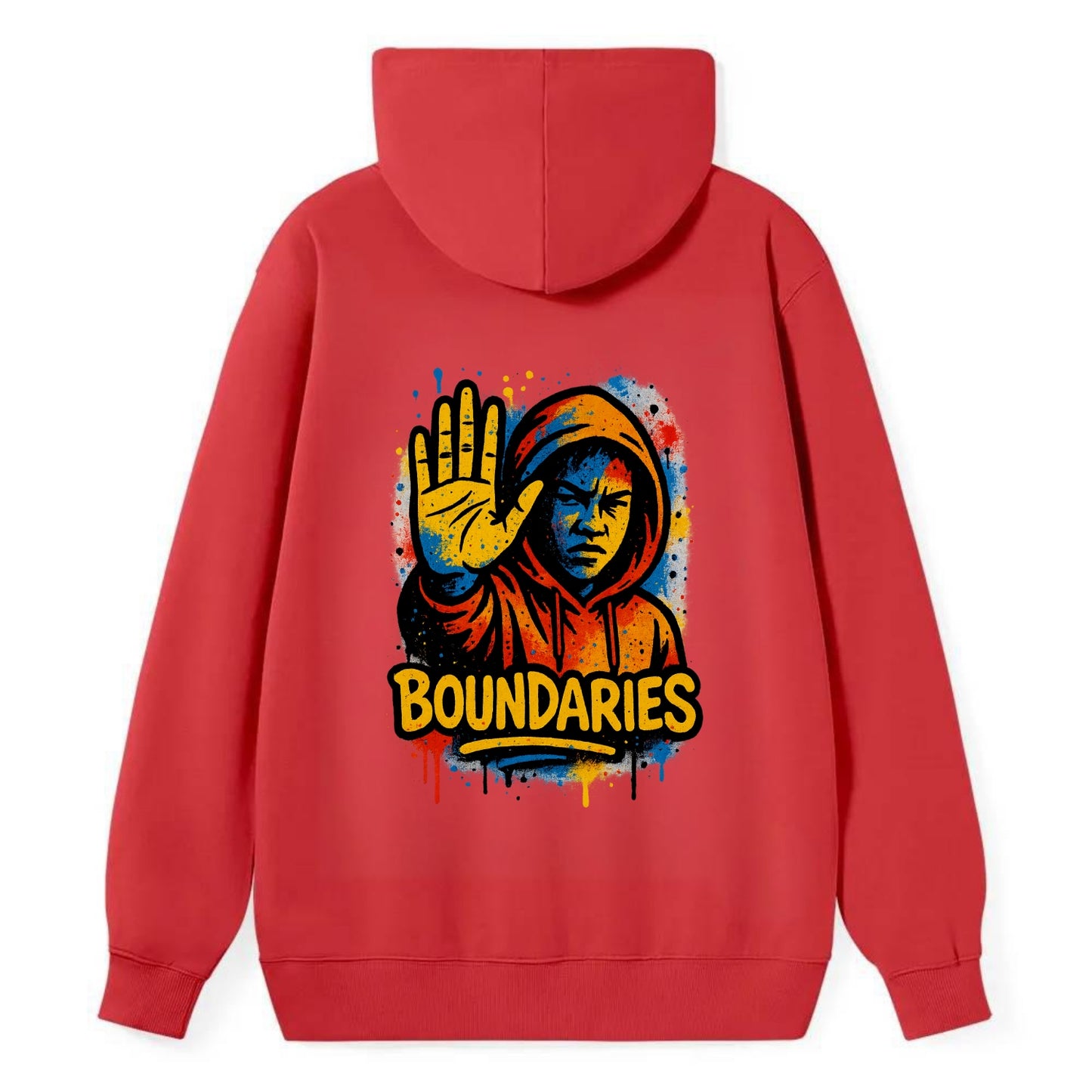 Person holding up hand in "stop" gesture - setting boundaries concept, - Classic Pullover Hoodie - Red