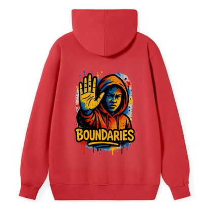 Person holding up hand in "stop" gesture - setting boundaries concept, - Classic Pullover Hoodie - Red