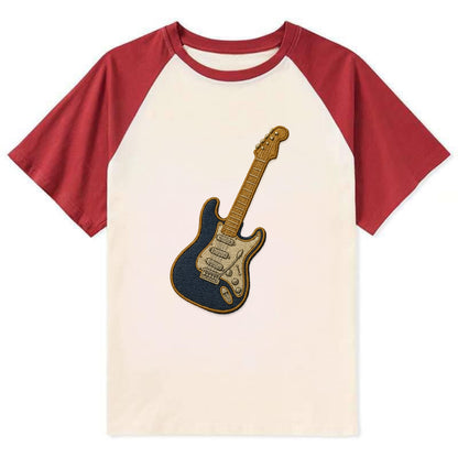 Electric Guitar  - Contrast Raglan T-shirt - Red