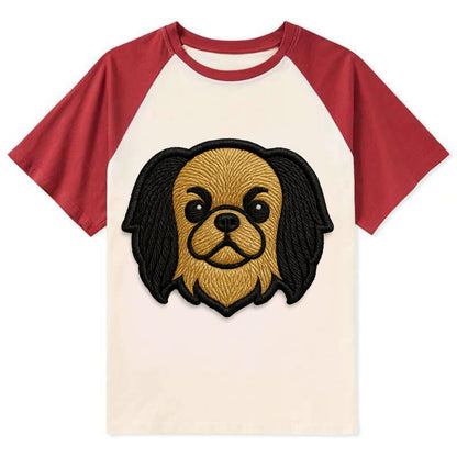 Japanese Chin - Modern flat-face logo wi - Contrast Raglan T-shirt - Red