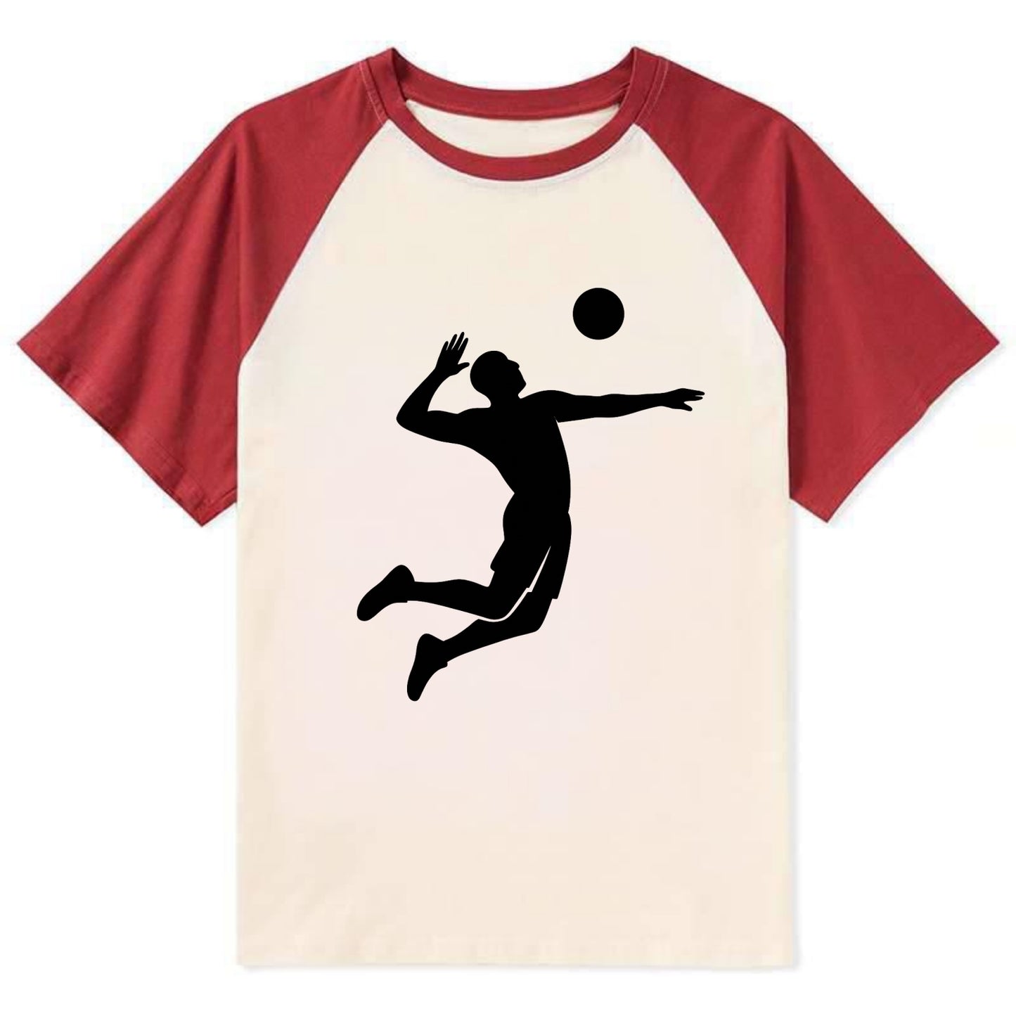 Volleyball player spiking ball - Contrast Raglan T-shirt - Red