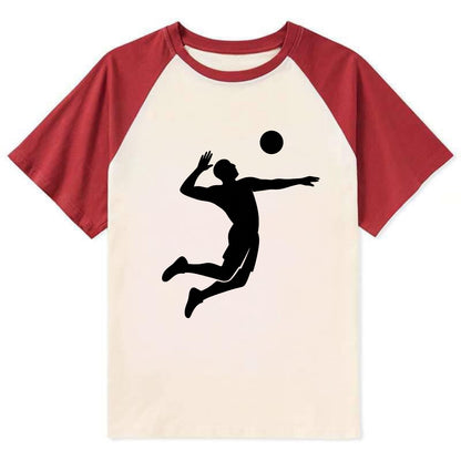 Volleyball player spiking ball - Contrast Raglan T-shirt - Red