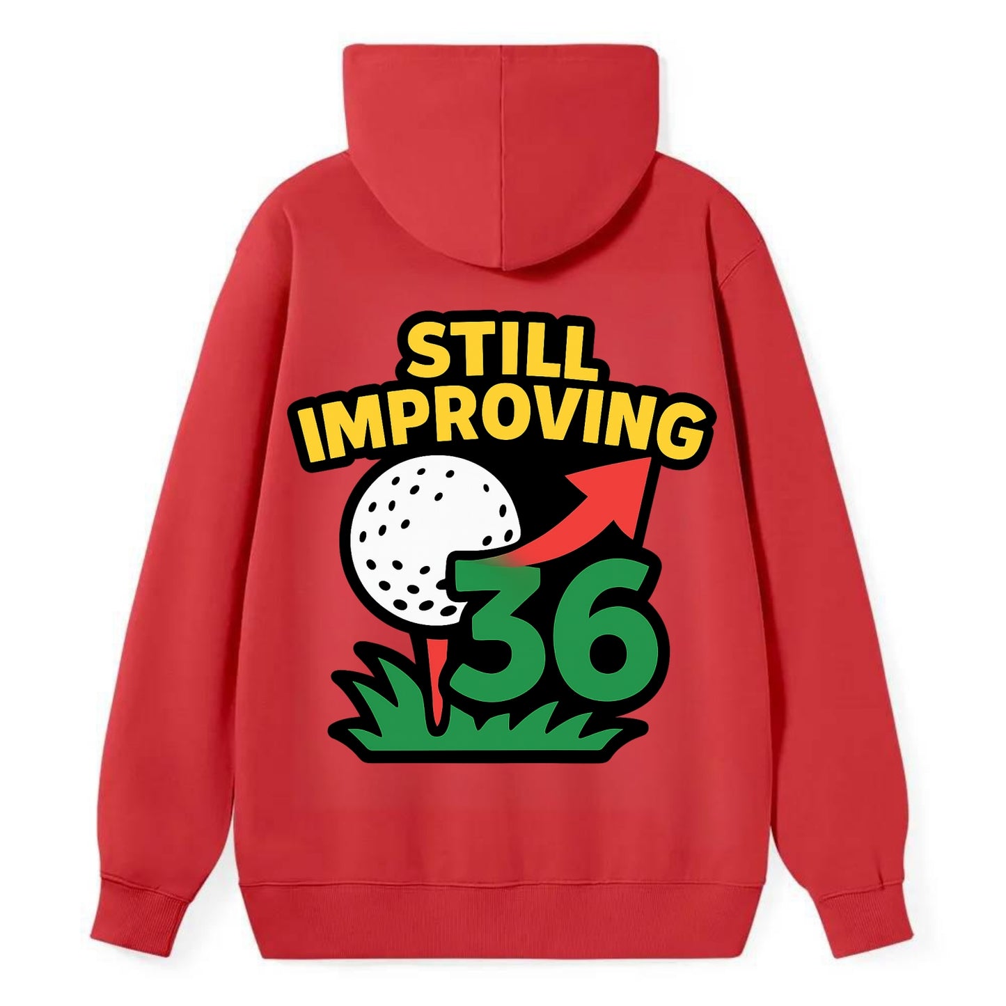 Handicap number getting higher with arrow - "Still Improving" - - Classic Pullover Hoodie - Red