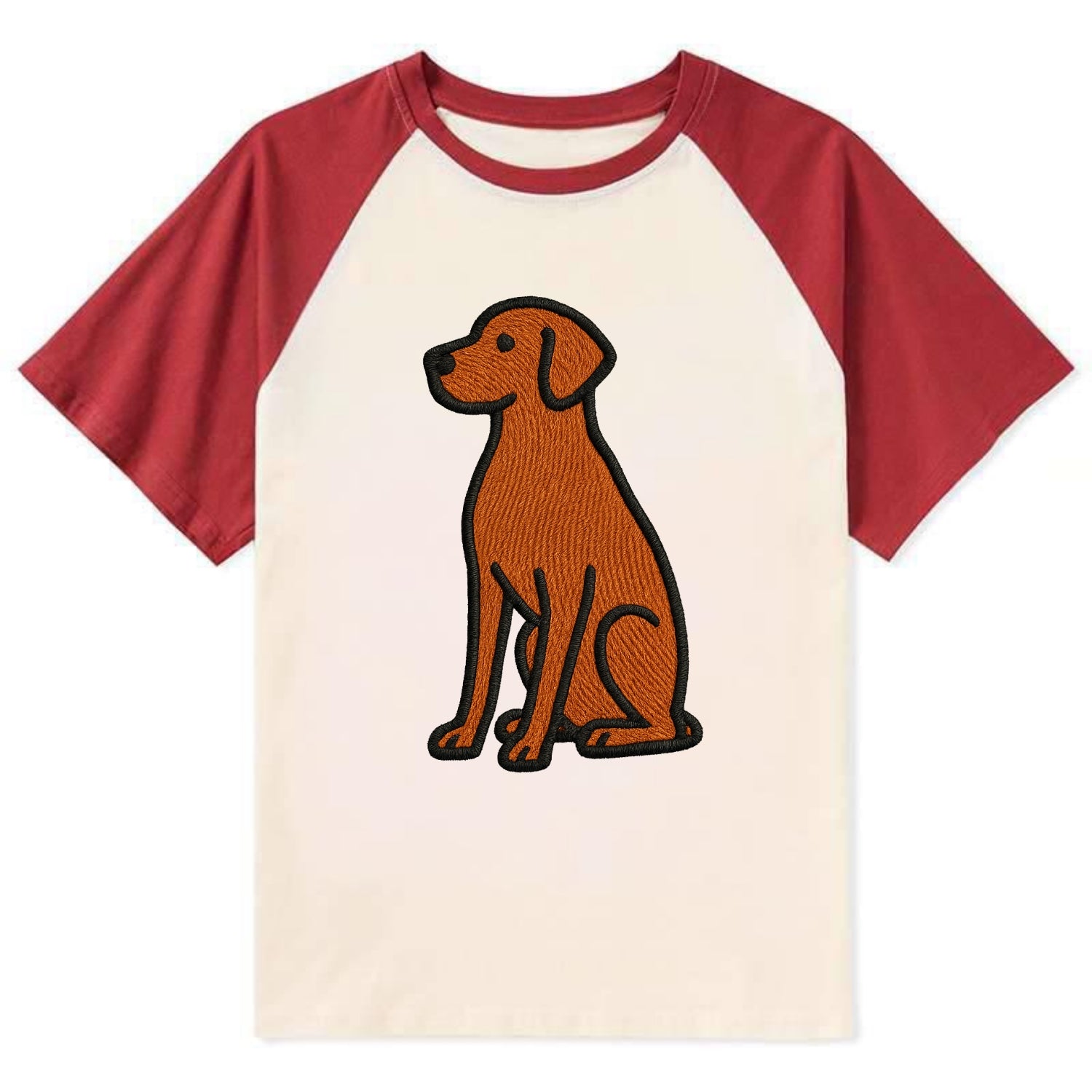 Vizsla - Rust colored sitting pose - Con Contrast Raglan T-shirt - Red