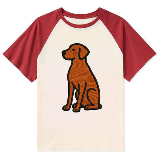 Vizsla - Rust colored sitting pose - Con Contrast Raglan T-shirt - Red