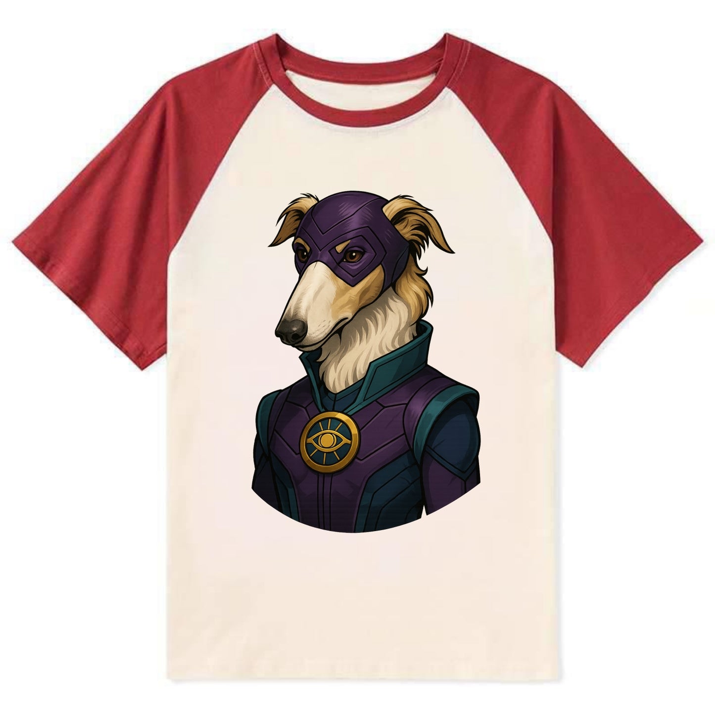 Borzoi Mystic Hero  - Contrast Raglan T-shirt - Red