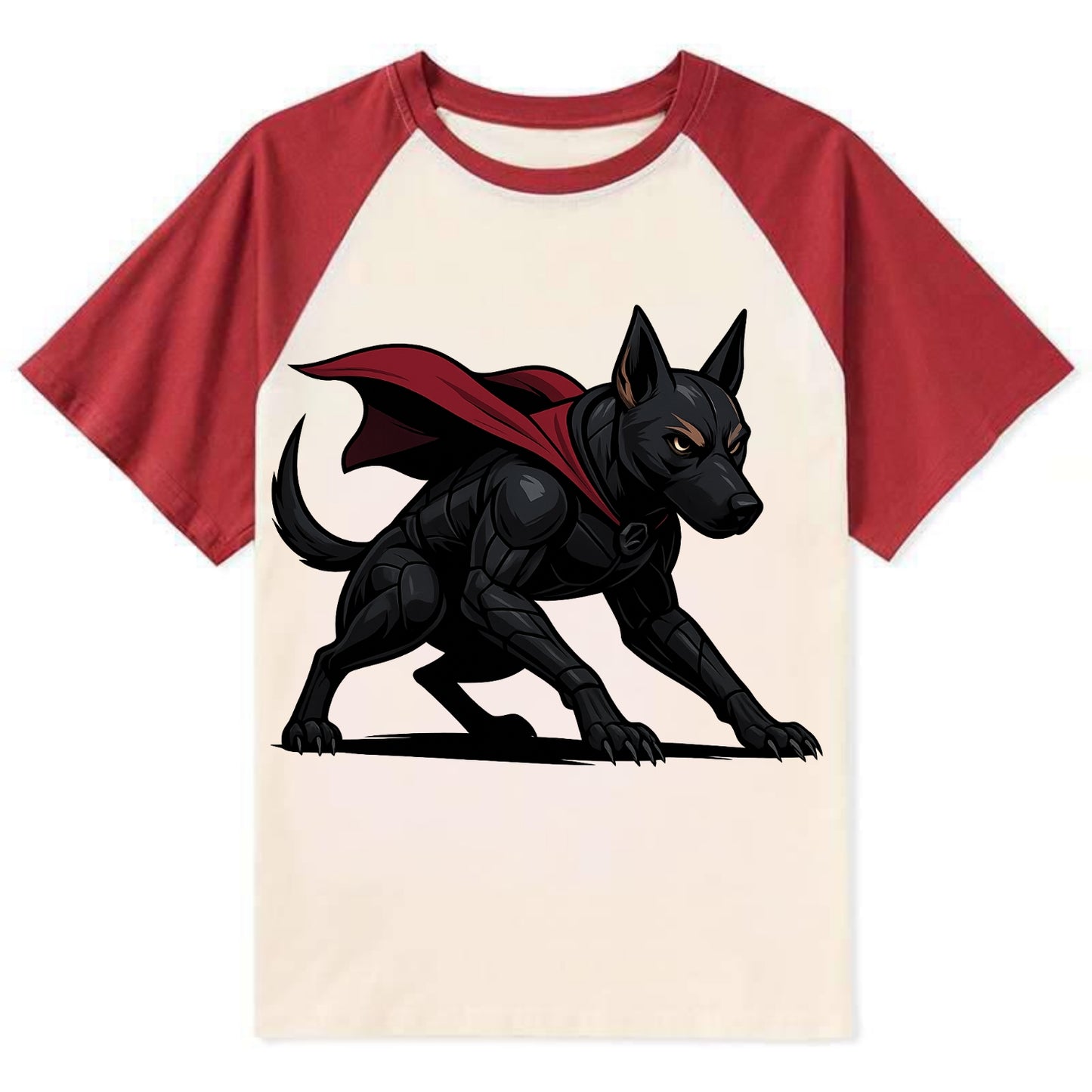 Belgian Malinois Black Panther  - Contra - Contrast Raglan T-shirt - Red