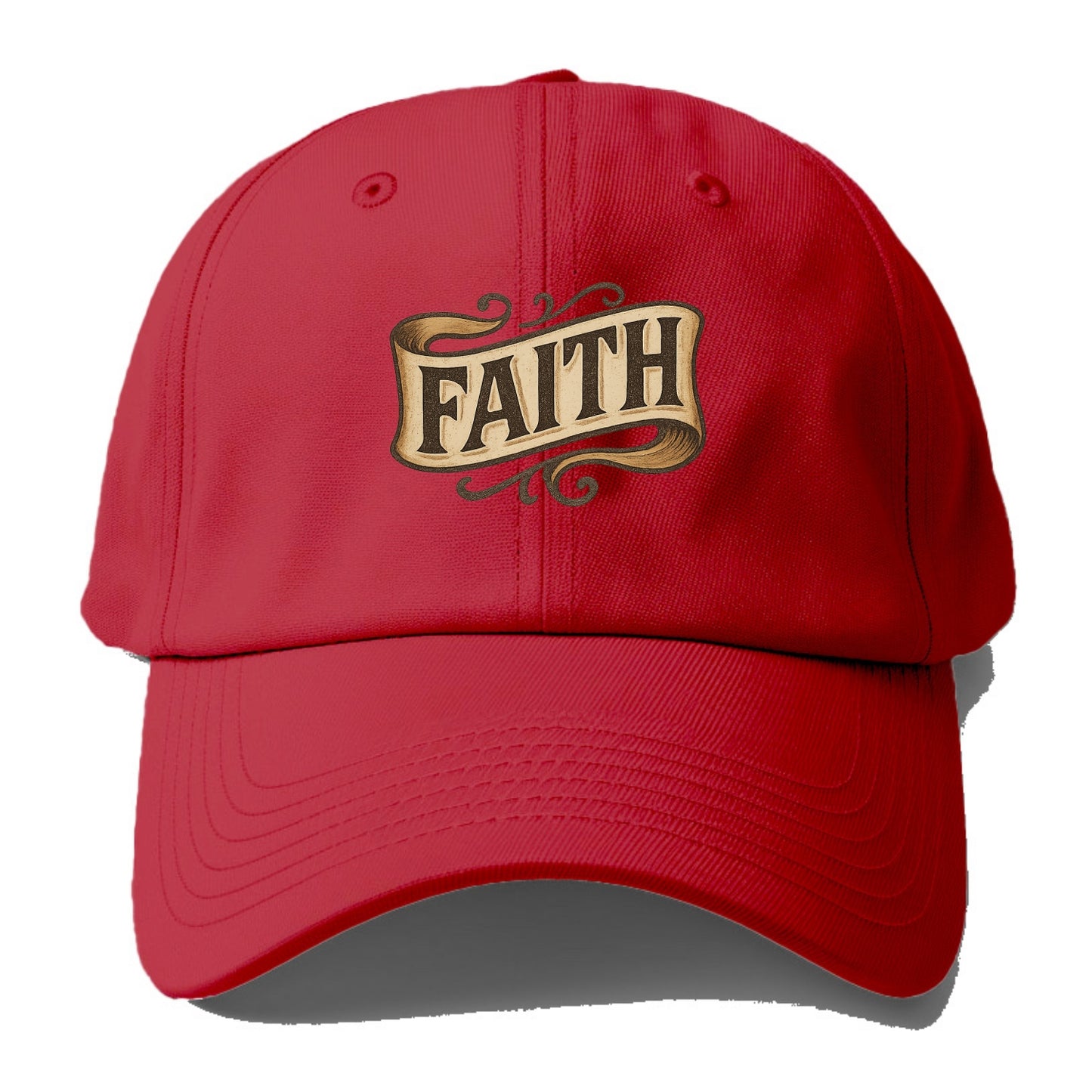 Bold typography design - "FAITH" - trust in the unseen, spiritual strength - Baseball Cap - Red