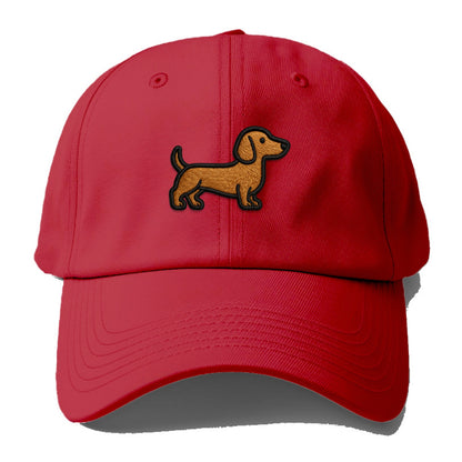 Dachshund - Modern elongated silhouette - Baseball Cap - Red