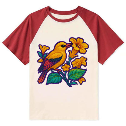 Golden Oriole - Contrast Raglan T-shirt - Red