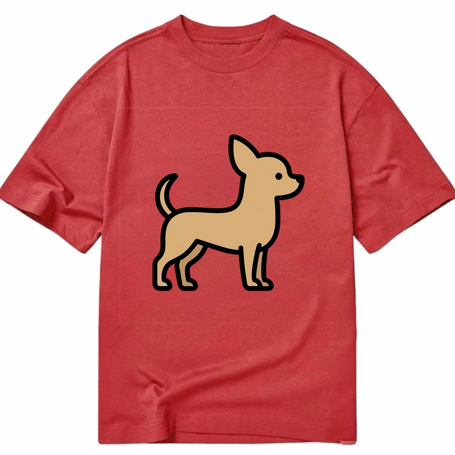 Chihuahua - Tan smooth coat flat side profile - Classic T-shirt - Red