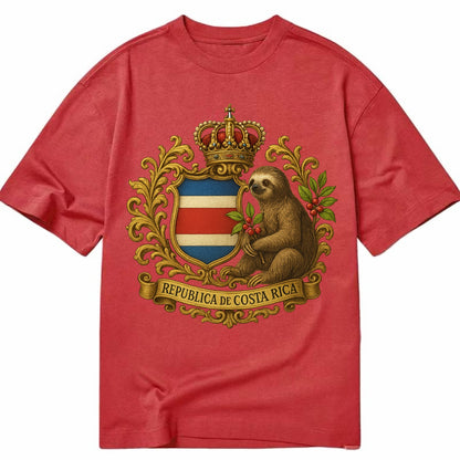Costa Rica Sloth Emblem  - Classic T-shirt - Red