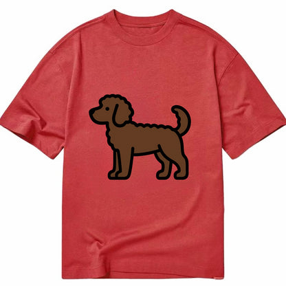 Labradoodle - Chocolate curly flat side profile - Classic T-shirt - Red
