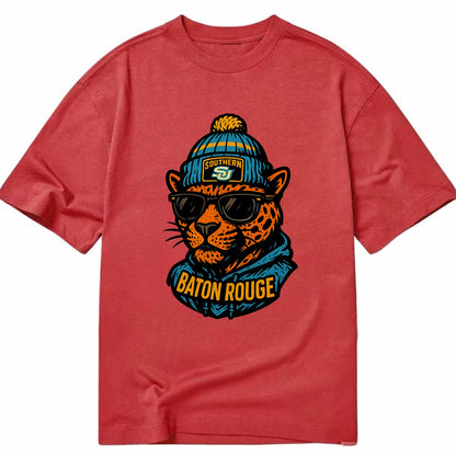 Baton Rouge Jaguar wearing Southern beanie with SU patch - Classic T-shirt - Red