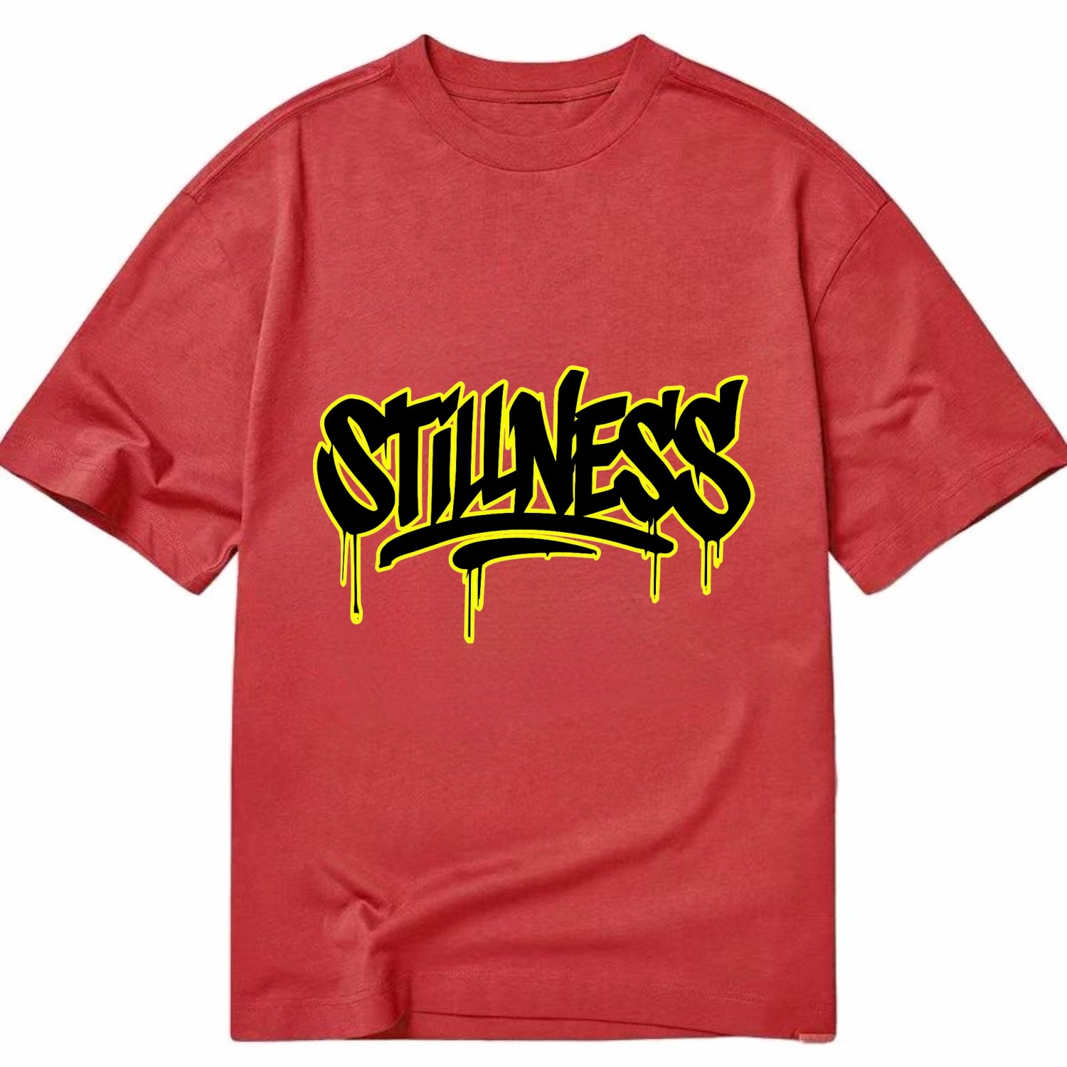 Bold typography design - "STILLNESS" - quiet power, peaceful presence - Classic T-shirt - Red