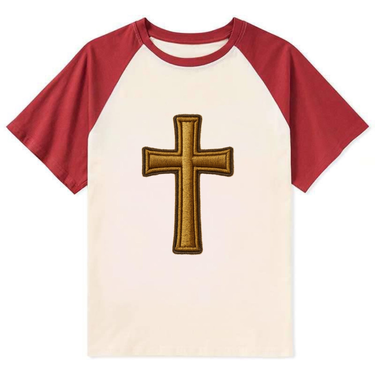 Latin Cross - Contrast Raglan T-shirt - Red
