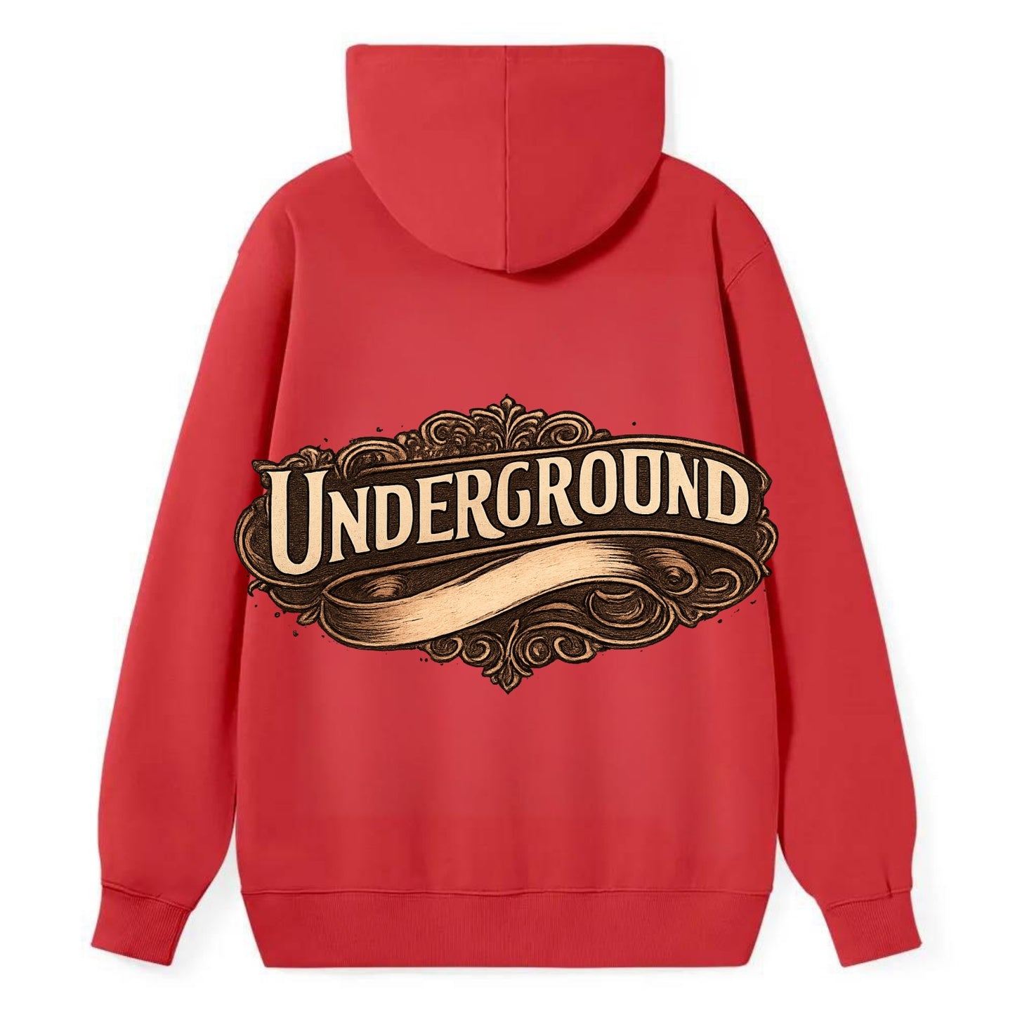Bold typography design - "UNDERGROUND" - hidden scene, alternative - Classic Pullover Hoodie - Red