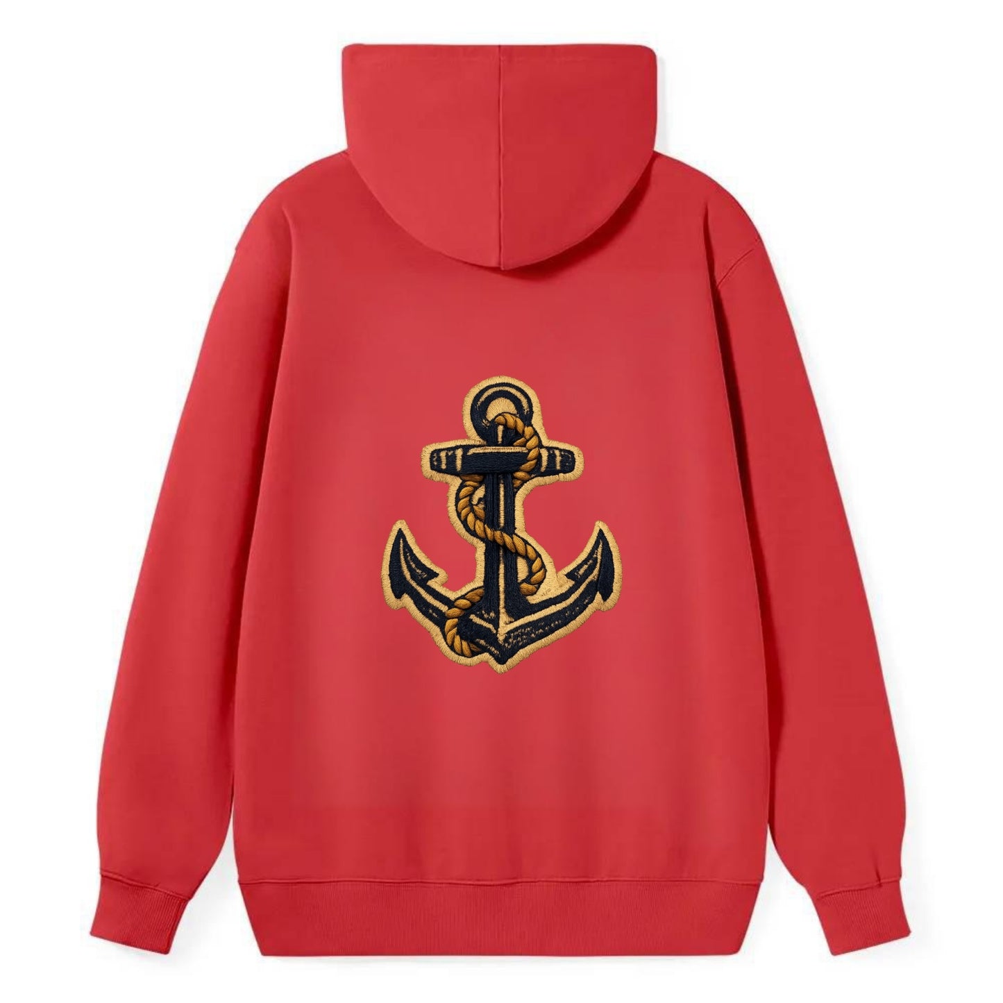 ANCHOR ROPE - classic anchor with rope in navy and gold , sailor - Classic Pullover Hoodie - Red