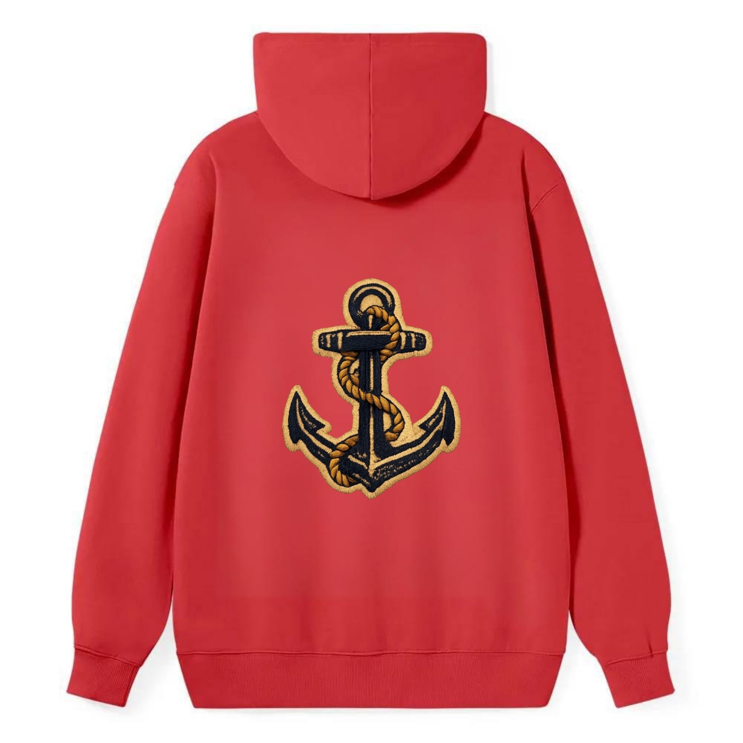 ANCHOR ROPE - classic anchor with rope in navy and gold , sailor - Classic Pullover Hoodie - Red
