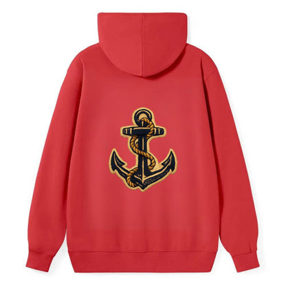 ANCHOR ROPE - classic anchor with rope in navy and gold , sailor - Classic Pullover Hoodie - Red
