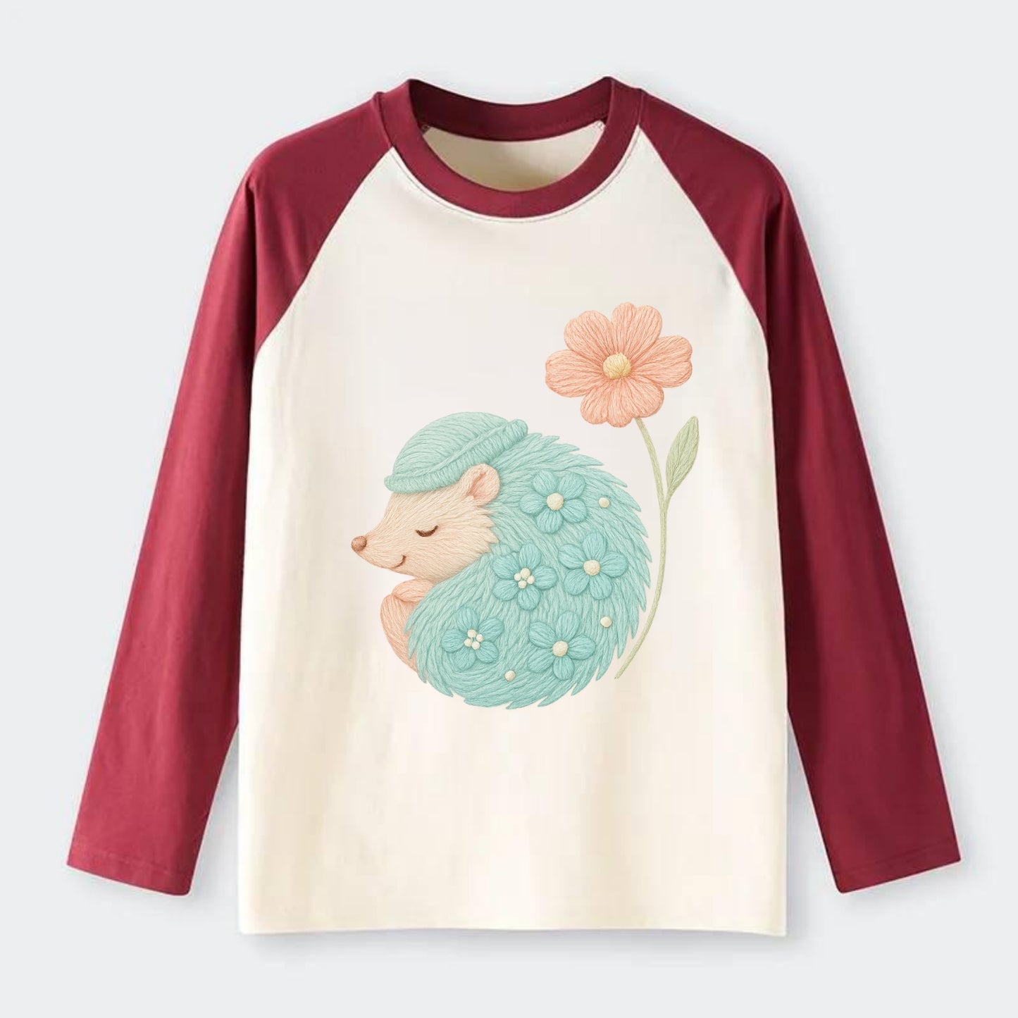Aqua Hedgehog - Raglan Long Sleeve T-Shirt - Red