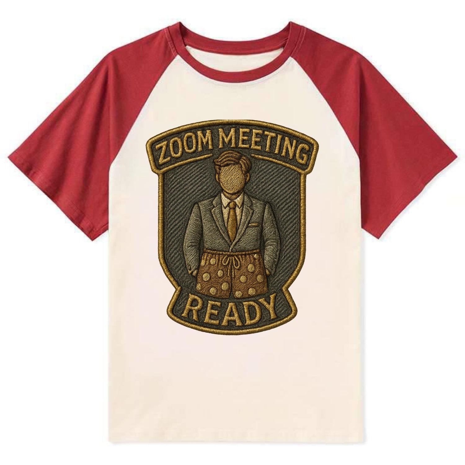 Zoom Meeting Ready  - Contrast Raglan T-shirt - Red