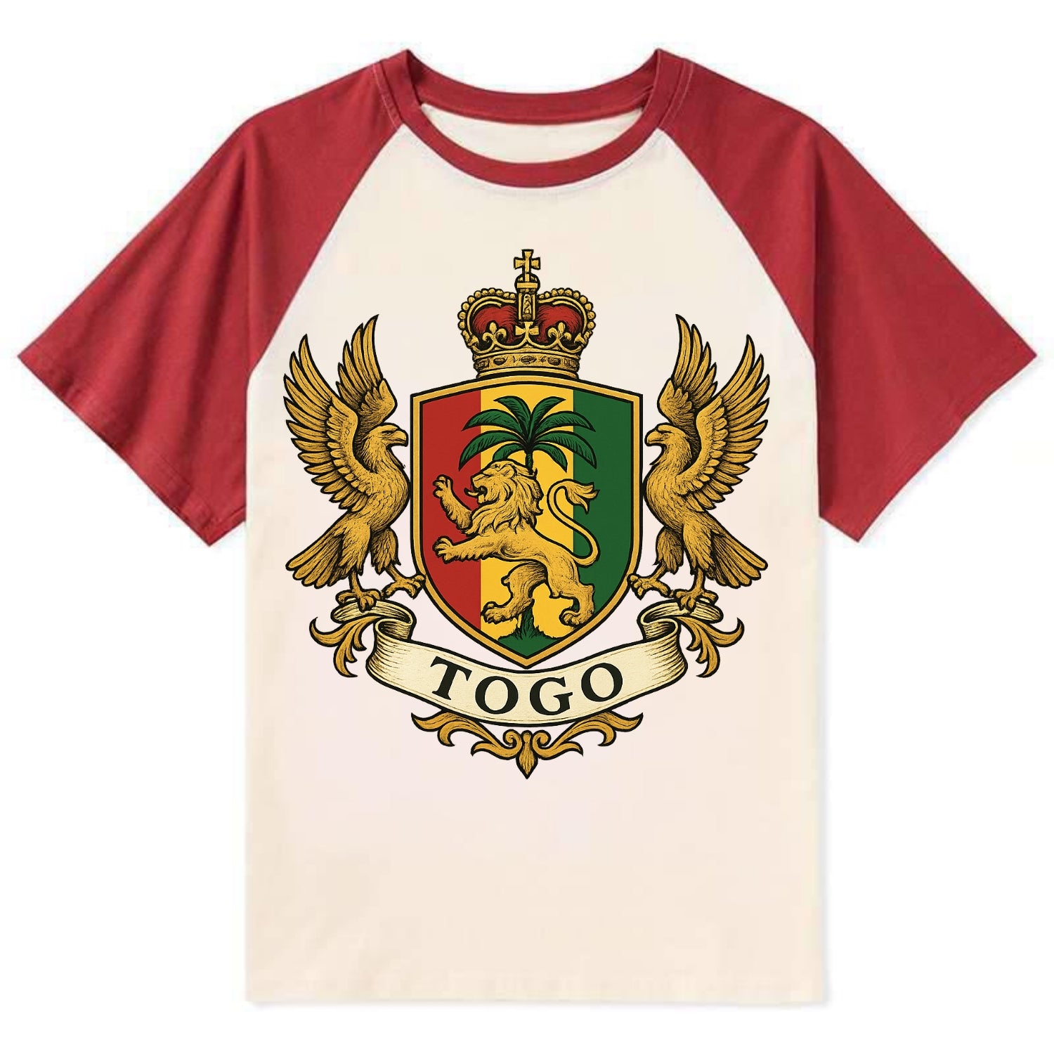 Togo Heritage Badge  - Contrast Raglan T-shirt - Red