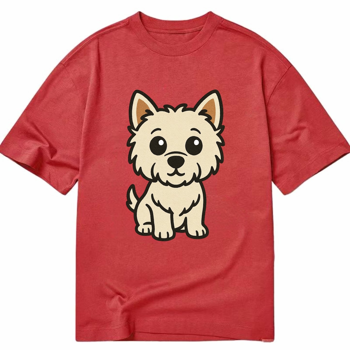 West Highland White Terrier - Alert standing pose - Classic T-shirt - Red