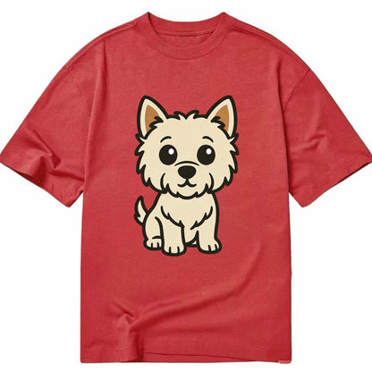 West Highland White Terrier - Alert standing pose - Classic T-shirt - Red