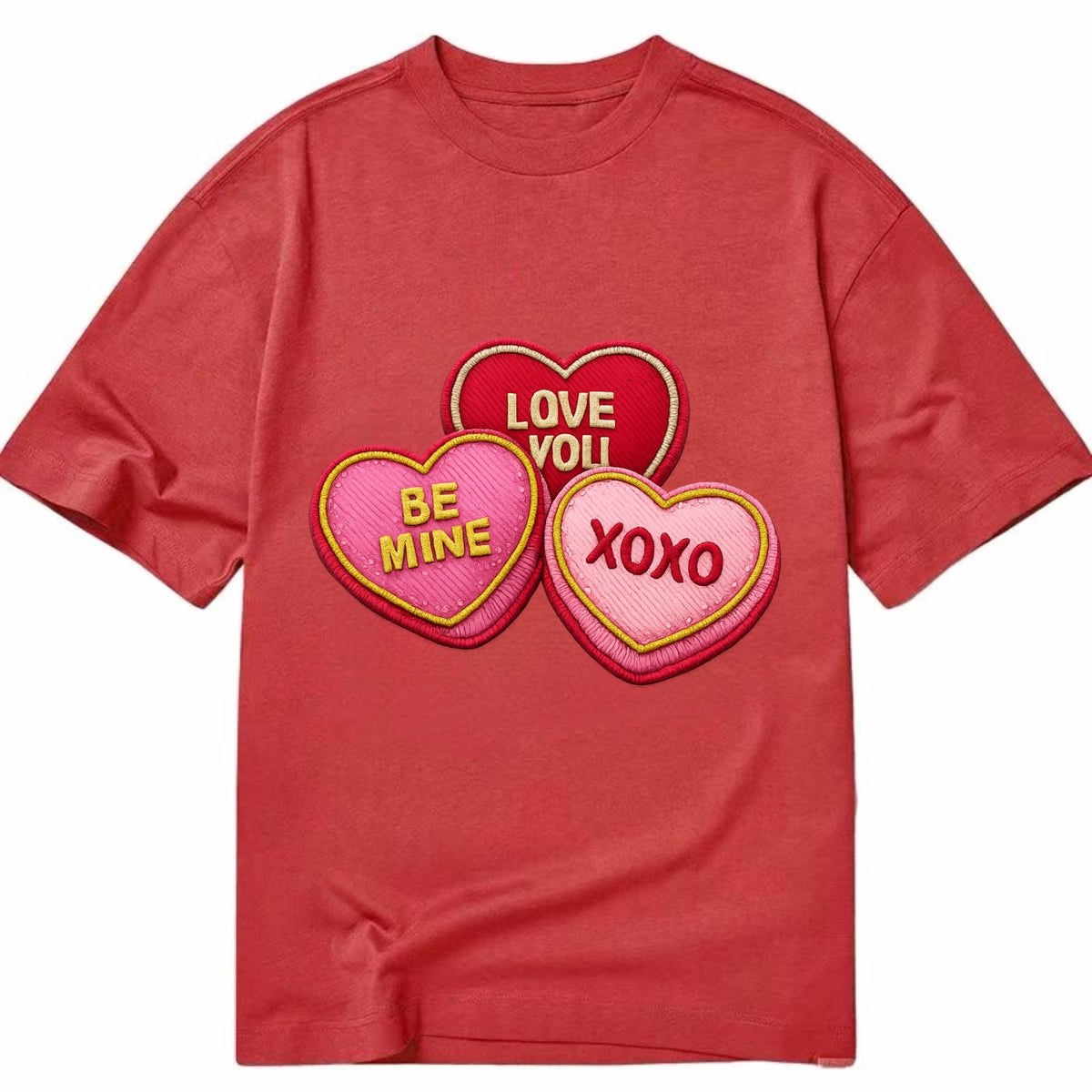 VALENTINES HEARTS - candy hearts in pink and red , love day - Classic T-shirt - Red