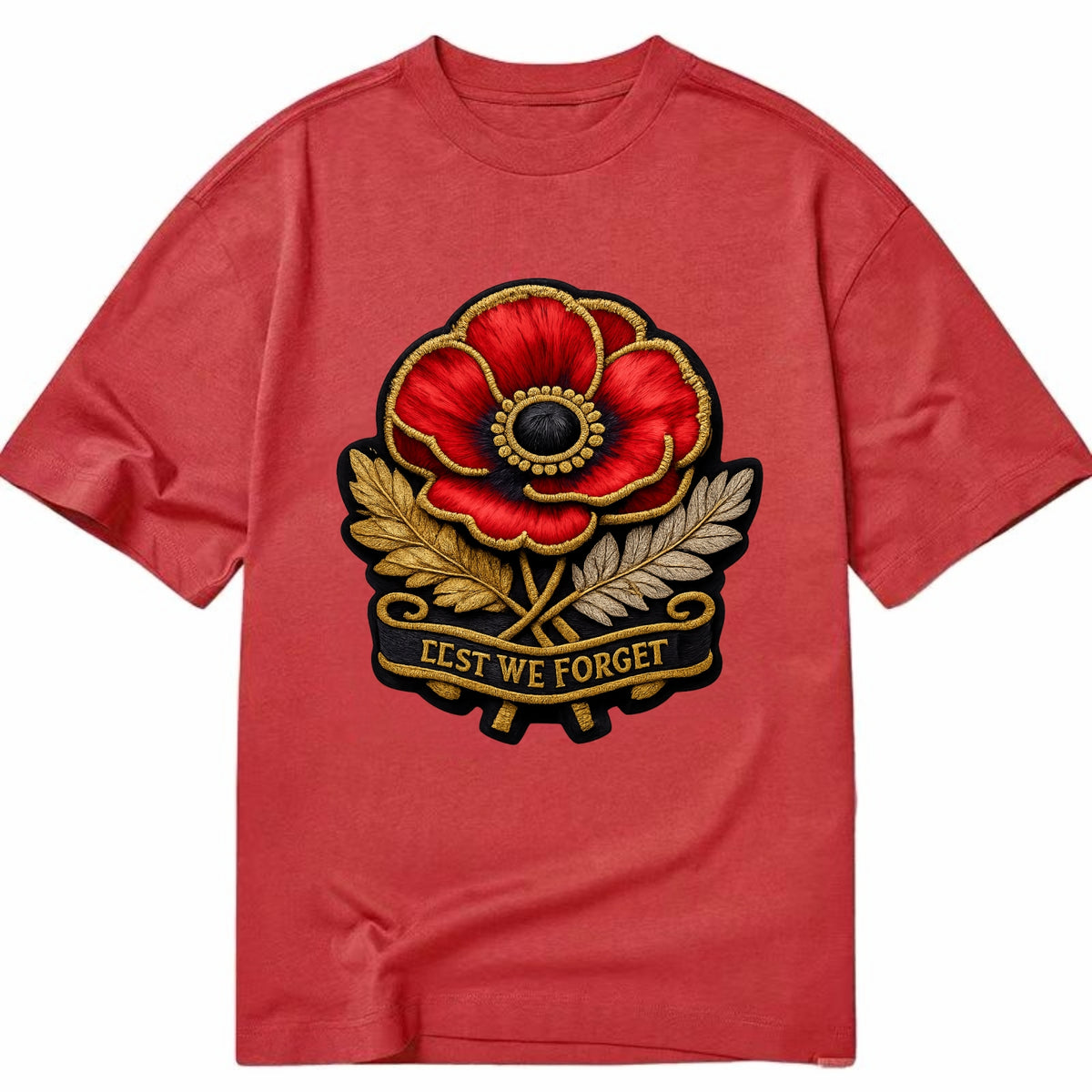 MEMORIAL POPPY - red poppy flower in scarlet , remembrance - Classic T-shirt - Red