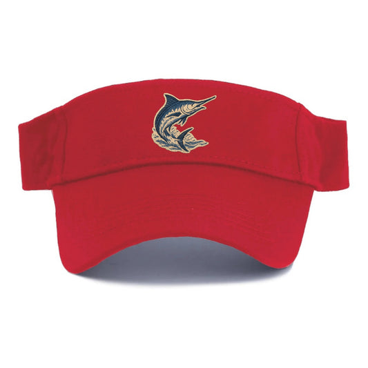 SWORDFISH MARLIN - leaping marlin in blue and silver , sport fishing - Visor - Red