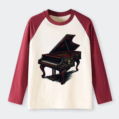 Harpsichord with baroque decorative styling - Raglan Long Sleeve T-Shirt - Red
