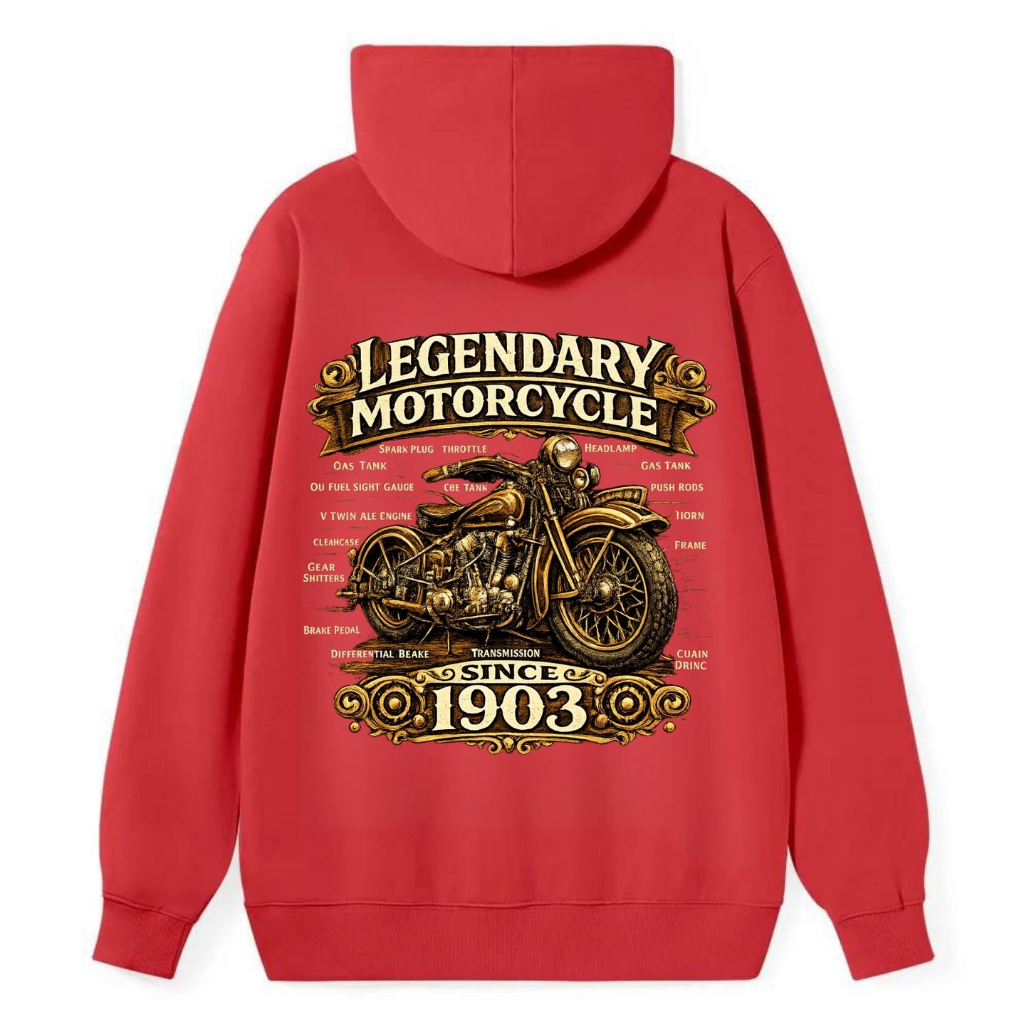 Legendary Motorcycle 1903 - Classic Pullover Hoodie - Red