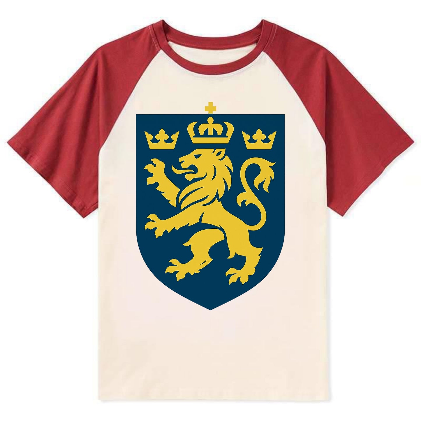 Sweden Three Crowns Emblem - Contrast Raglan T-shirt - Red