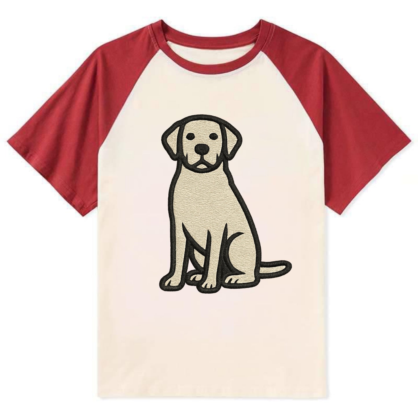 Goldador - Golden Lab mix sitting pose - Contrast Raglan T-shirt - Red