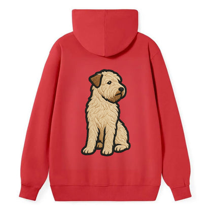 Soft Coated Wheaten Terrier - Light tan flowing coat embroidered pose - Classic Pullover Hoodie - Red