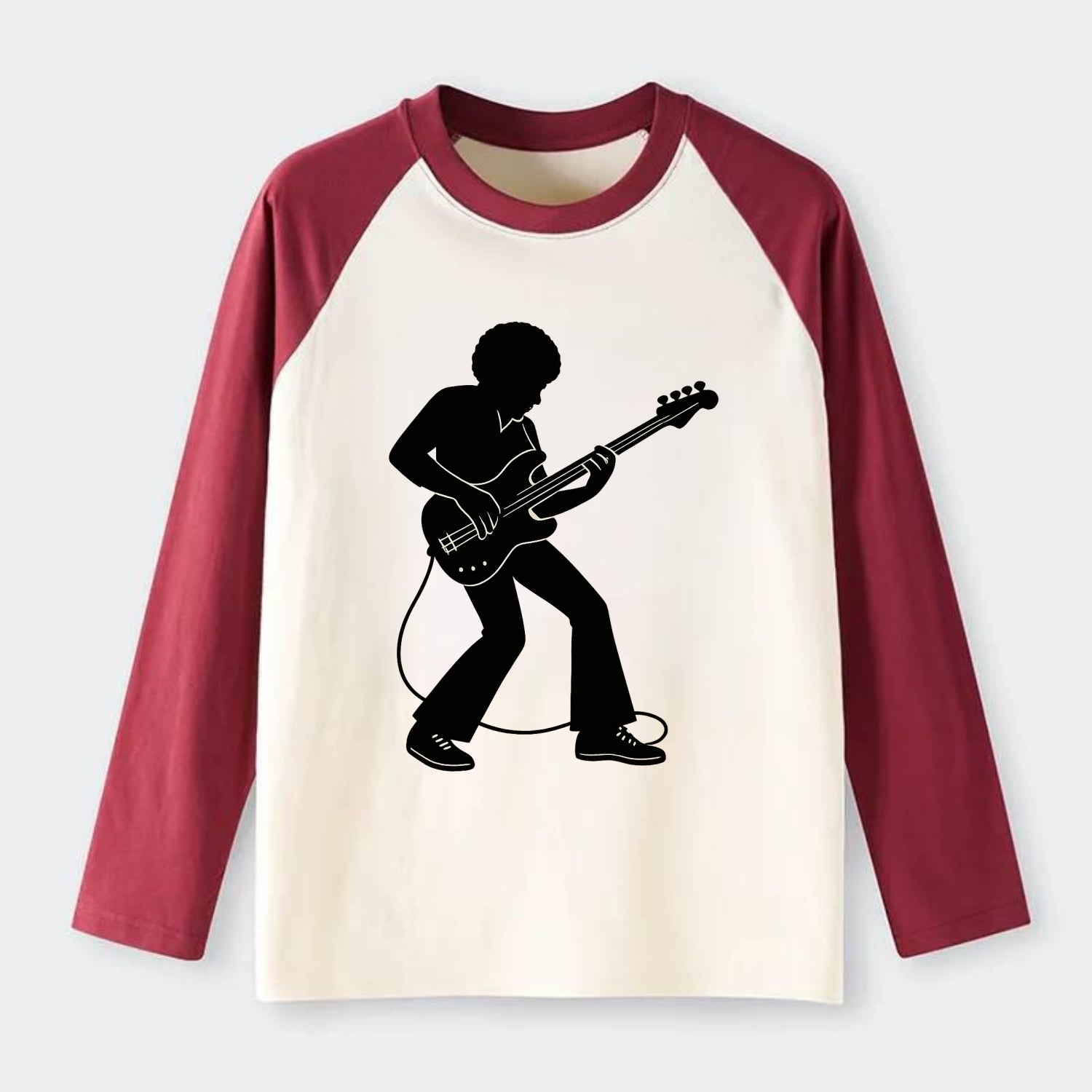 Bass guitarist slap technique - Raglan Long Sleeve T-Shirt - Red